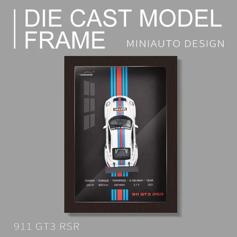 1:32 Sports Car Model 3D Photo Frame Alloy Metal Diecast Auto Simulation Racing Gift Decoration Pull Back Home Wall Ornament Boy