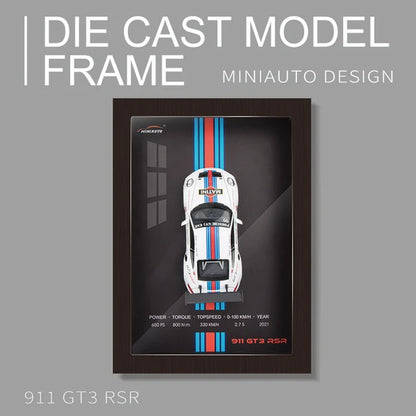 1:32 Sports Car Model 3D Photo Frame Alloy Metal Diecast Auto Simulation Racing Gift Decoration Pull Back Home Wall Ornament Boy