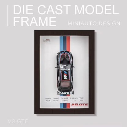1:32 Sports Car Model 3D Photo Frame Alloy Metal Diecast Auto Simulation Racing Gift Decoration Pull Back Home Wall Ornament Boy