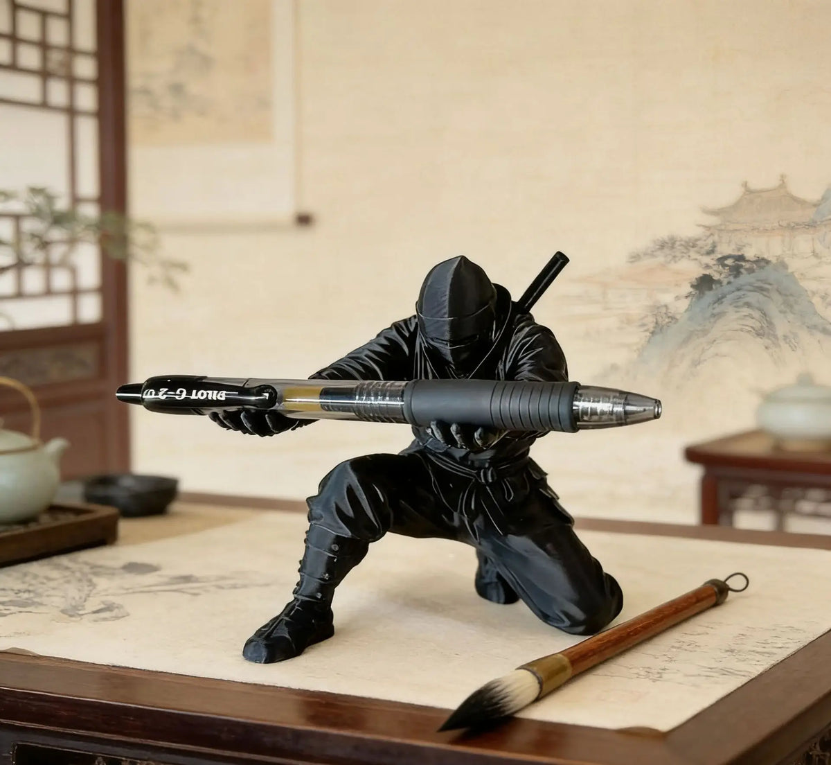 Ninja 3D Printed Desktop Organizer Pen Holder Multi-Functional Pen Stand Creative Gift Cultural and Creative Desktop Decoration