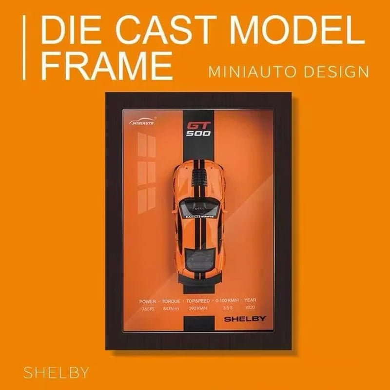 1:32 Sports Car Model 3D Photo Frame Alloy Metal Diecast Auto Simulation Racing Gift Decoration Pull Back Home Wall Ornament Boy
