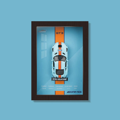 1:32 Sports Car Model 3D Photo Frame Alloy Metal Diecast Auto Simulation Racing Gift Decoration Pull Back Home Wall Ornament Boy