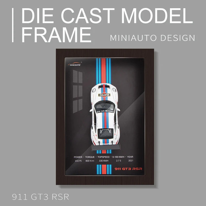 1:32 Sports Car Model 3D Photo Frame Alloy Metal Diecast Auto Simulation Racing Gift Decoration Pull Back Home Wall Ornament Boy