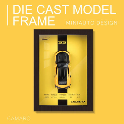1:32 Sports Car Model 3D Photo Frame Alloy Metal Diecast Auto Simulation Racing Gift Decoration Pull Back Home Wall Ornament Boy