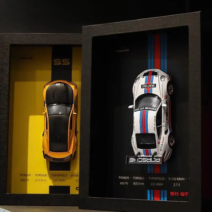 1:32 Sports Car Model 3D Photo Frame Alloy Metal Diecast Auto Simulation Racing Gift Decoration Pull Back Home Wall Ornament Boy